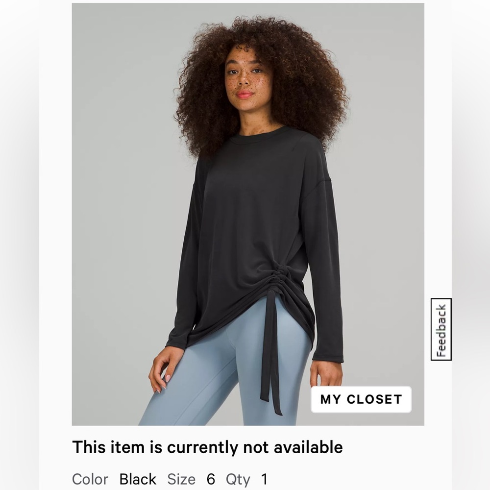 Lululemon cinch long sleeve cupro black size 6